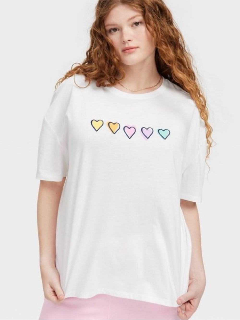 Roller Rabbit White Tee with Pastel Heart Row